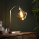 Lampe à poser vintage en métal argenté et verre ambré Alexis