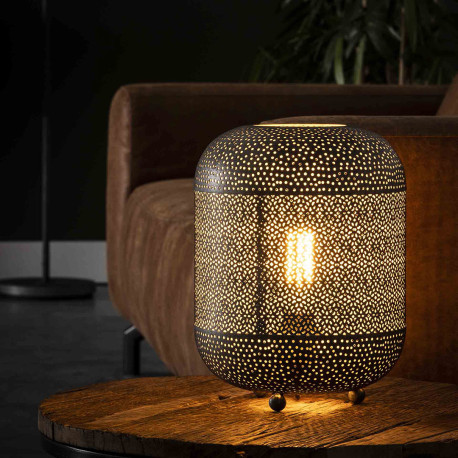 Lampe de table industrielle en métal argenté Erika