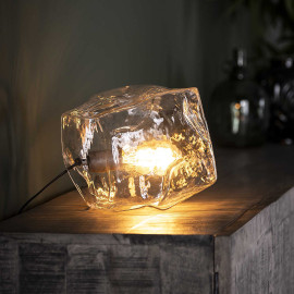 Lampe de table en verre soufflé transparent Jack
