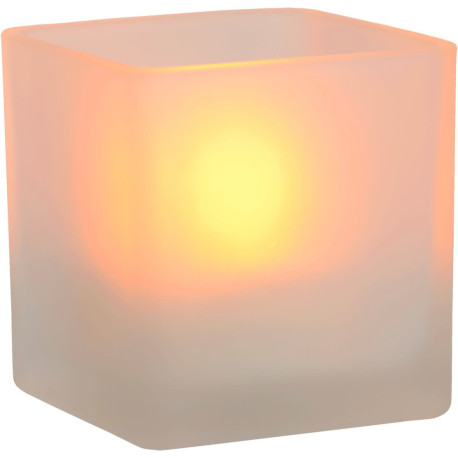 Lampe à poser classique carrée en verre bougie led Kindea
