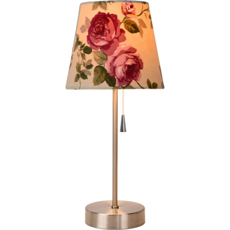 Lampe de table classique en métal et tissu floral Noa