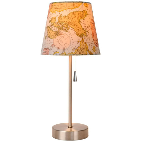 Lampe de table classique en métal et tissu mapmonde Noa