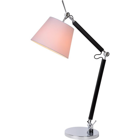 Lampe de bureau moderne articulée en métal et tissu blanc Bagossa