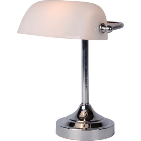 Lampe à poser vintage en métal et en verre blanc Luxory