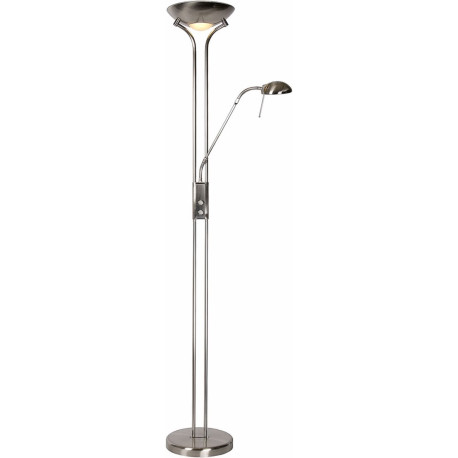 Lampadaire rustique en métal avec liseuse chrome satiné Galva