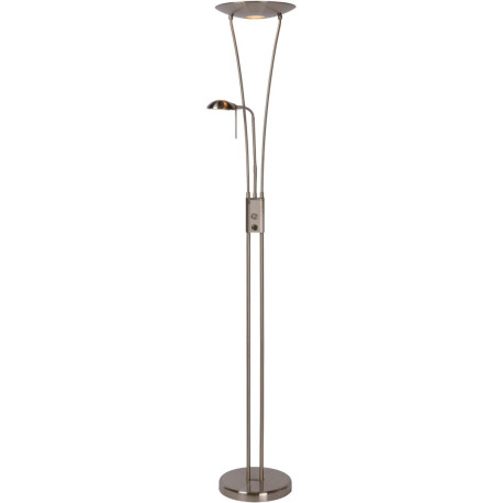 Lampadaire rustique en métal liseuse orientable chrome dépoli Kamaro