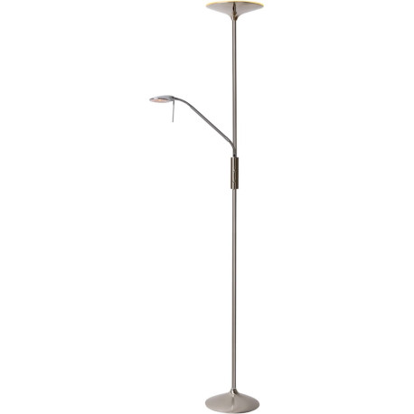 Lampadaire design avec liseuse et Led intégré chrome dépoli Aureal