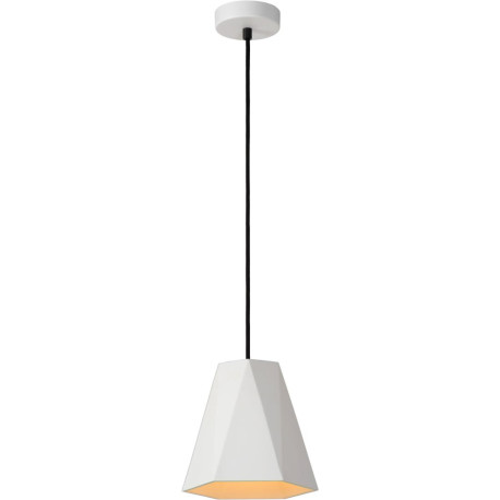 Suspension design en gypse blanche trapèze Ø 20 cm Dynozzo