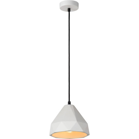 Suspension design en gypse blanche graphique Ø 20 cm Dynozzo