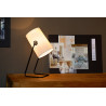 Lampe de table contemporaine métal et tissu blanc Yolaine