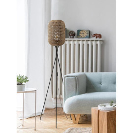Lampadaire design aspect rotin pour salon 150 cm Topaze