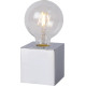 Lampe de table design Led intégré socle cubique métal blanc Svelta