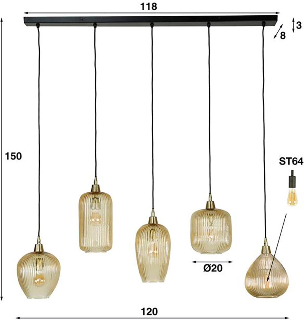 Suspension industrielle salle à manger Amber