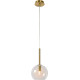 Suspension design en métal doré et verre Adèle