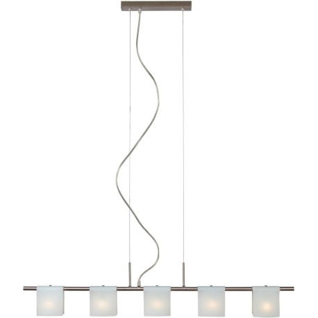Suspension design métal satin chromé et verre blanc mat Loriane