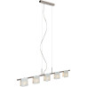 Suspension design métal satin chromé et verre blanc mat Loriane
