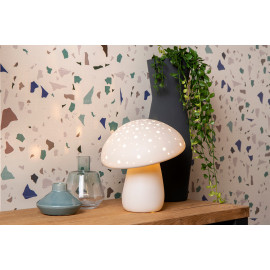 Lampe de table campagnard porcelaine champignon Raya