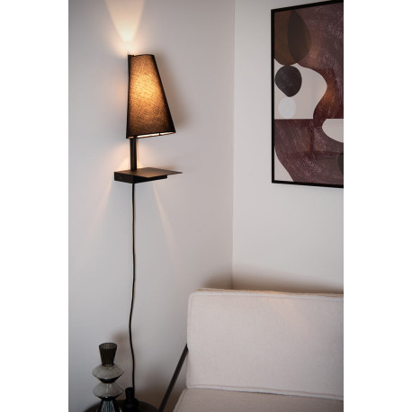 Lampe de chevet campagnard acier et tissu Keria