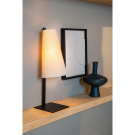 Lampe de table campagnard acier et tissu Keria