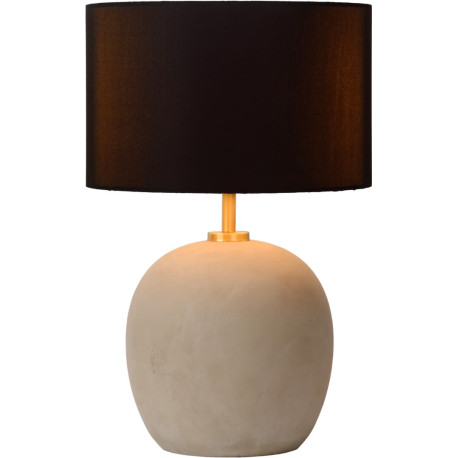 Lampe de table contemporaine en béton tissu et métal or mat Lutèce