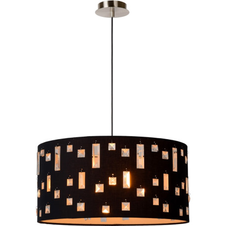 Suspension contemporaine tissu noir et verre Dallas