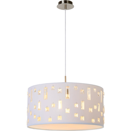 Suspension contemporaine tissu blanc et verre Dallas