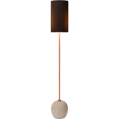 Lampadaire contemporain en béton tissu et métal cuivre rouge Lutèce