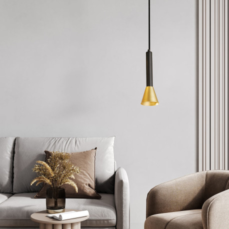 Suspension design noir et or Signal