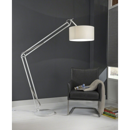 Lampadaire moderne articulé en tissu blanc Lumy