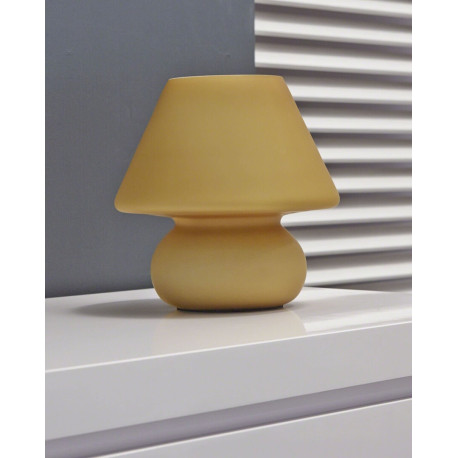 Lampe de table vintage en verre dépoli jaune Lucette