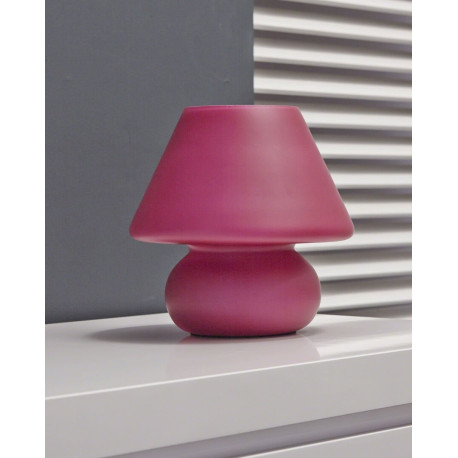 Lampe de table vintage en verre dépoli fushia Lucette