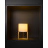 Lampe de table contemporaine métal et tissu blanc Melinora