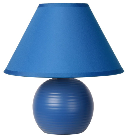 Lampe à poser classique en céramique et tissu bleu Penny