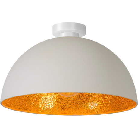 Plafonnier moderne en métal blanc et or diamètre 40cm Abby