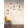 Suspension vintage ronde en verre clair Canut