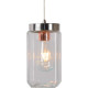 Suspension vintage carré en verre clair Calut