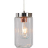 Suspension vintage carré en verre clair Calut