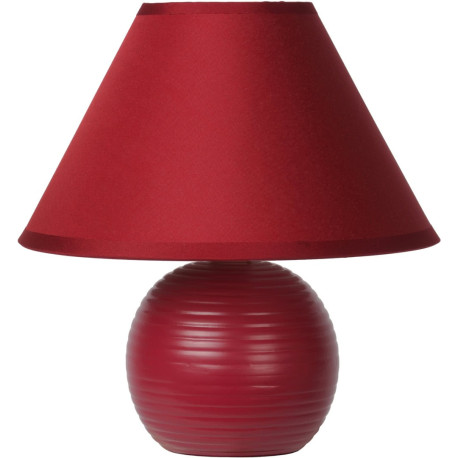 Lampe à poser classique en céramique et tissu bordeaux Penny