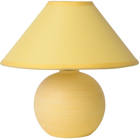 Lampe de table classique en céramique et tissu jaune mat