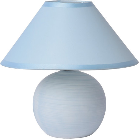 Lampe de table classique en céramique et tissu bleu mat