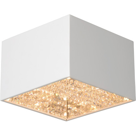 Plafonnier carré moderne en métal et verre blanc Helois