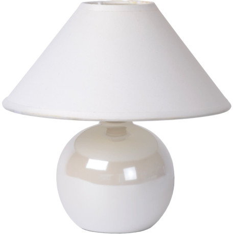 Lampe de table classique boule en céramique et tissu blanc Lara