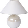 Lampe de table classique boule en céramique et tissu blanc Lara