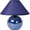 Lampe de table classique boule en céramique et tissu bleu Lara