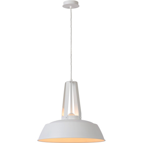 Suspension industrielle en métal blanc Ø45 cm Mae