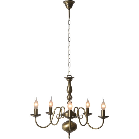 Lustre classique en métal bronzé 5 x E14 Reine