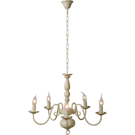 Lustre classique en métal blanc antique 5 x E14 Reine