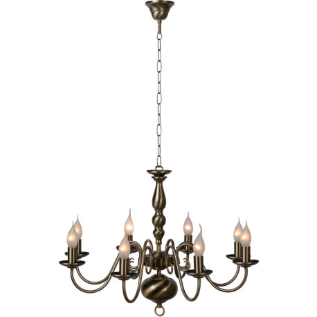 Lustre classique en métal bronzé 8 x E14 Reine