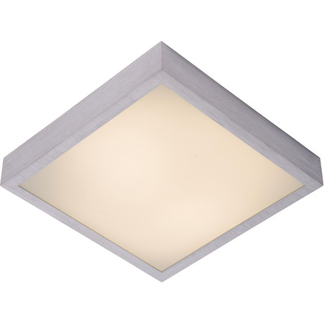 Plafonnier moderne carré aluminium chromé & acrylique LED L36 cm Salva