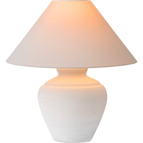 Lampe à poser rustique en céramique et tissu blanc Mélusine